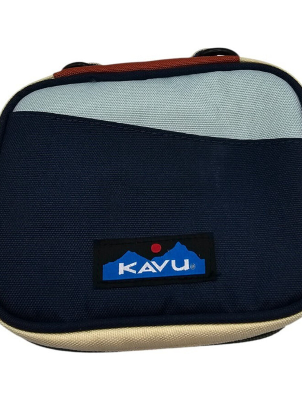 KAVU Safety Cove Case, a padded accessory case Blue Green Beige Zip Up